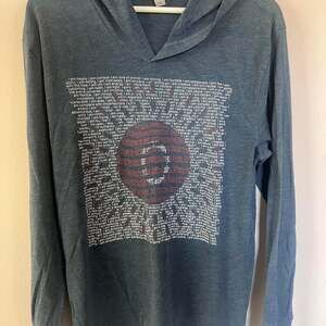 Men's Blue and Grey Hoodie